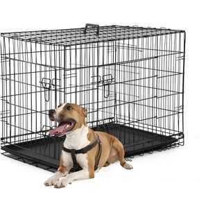 Black Metal Dog Crate Large